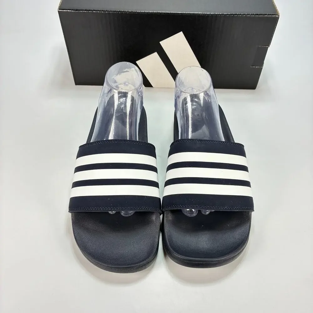 adidas Adilette Legend Black White Comfort Slides Sandals 1955441 Men's Size 12